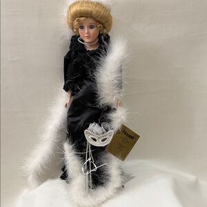 Seymour Mann DOMINO Doll Theatre Opera Victorian Black Costume White Feathers
